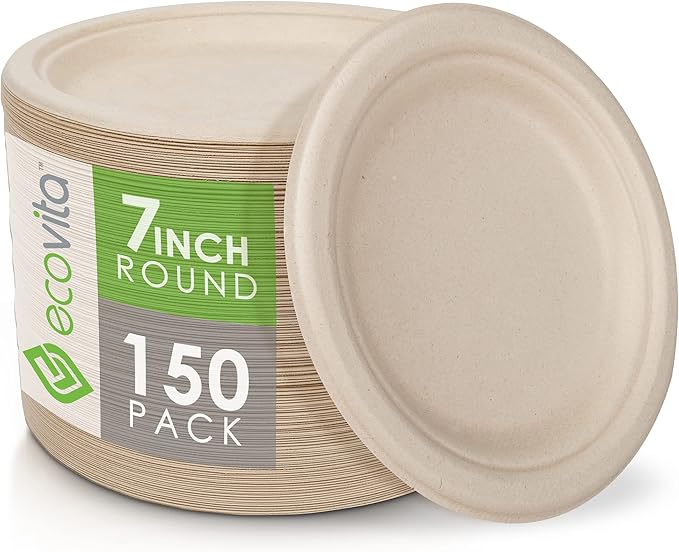 150 Disposable Plates Eco Friendly