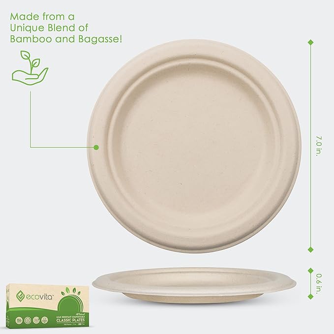 150 Disposable Plates Eco Friendly
